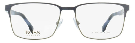 Hugo Boss Men's Rectangular Eyeglasses B1301U RIW Gray/Blue Havana 57mm