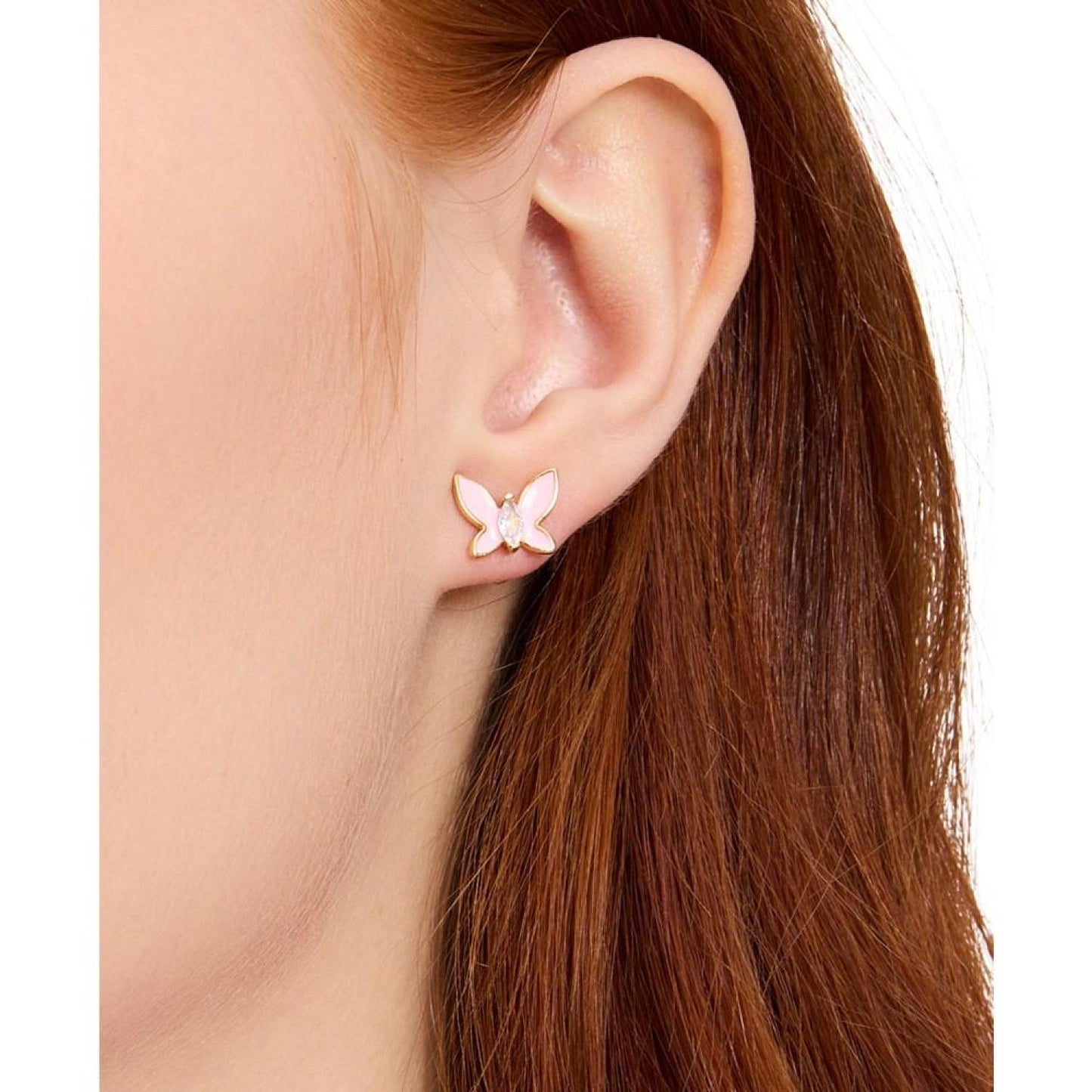 Gold-Tone Cubic Zirconia & Colored Butterfly Mini Stud Earrings