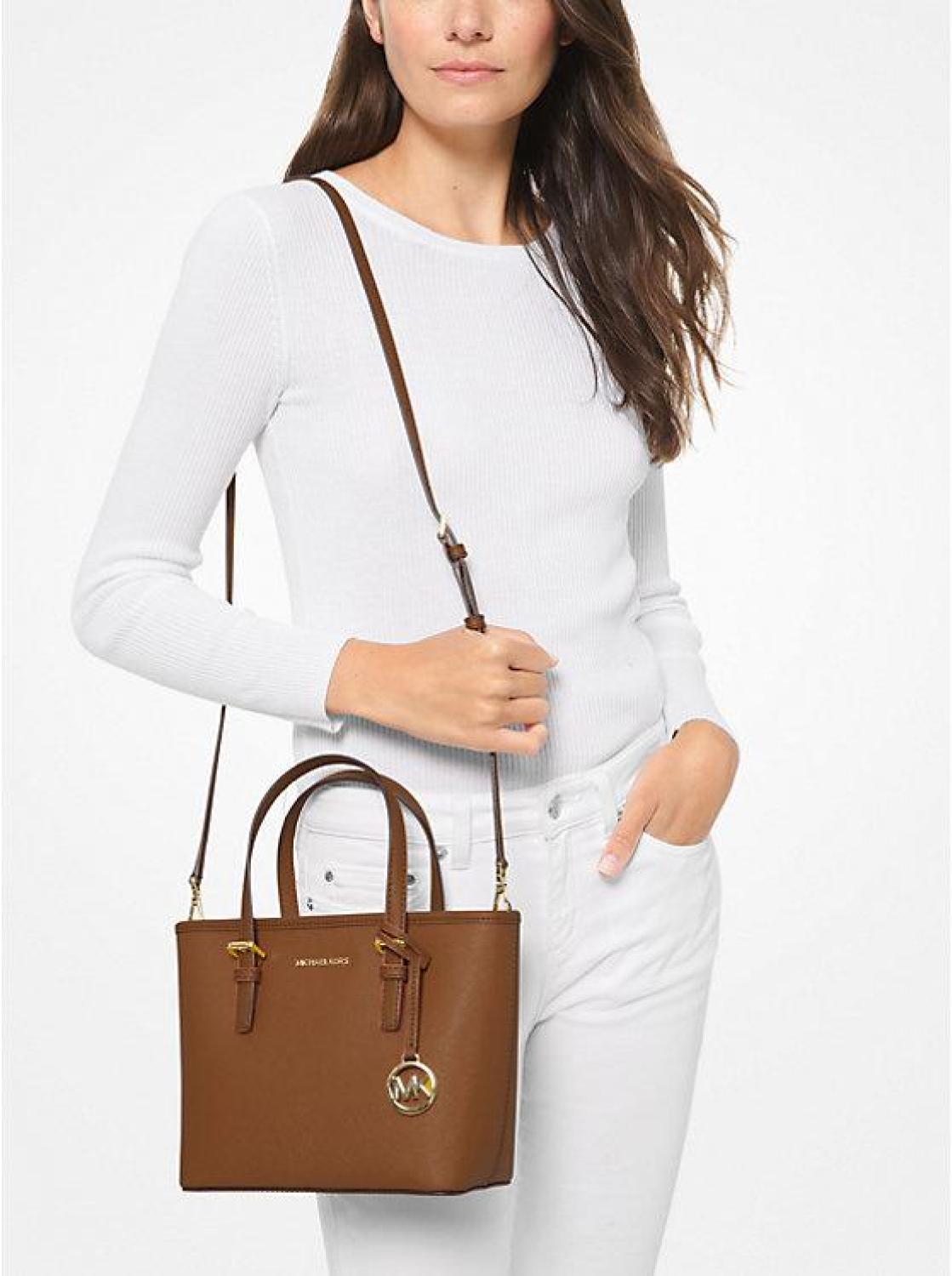 Jet Set Travel Extra-Small Saffiano Leather Top-Zip Tote Bag