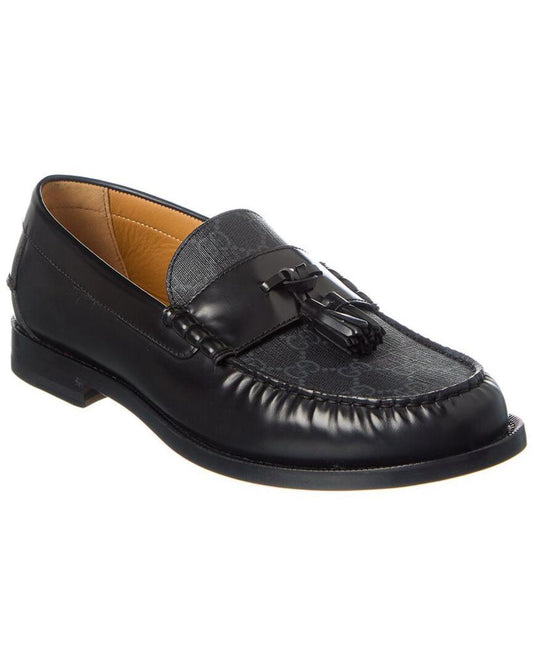 Gucci Tassel GG Supreme Canvas & Leather Loafer