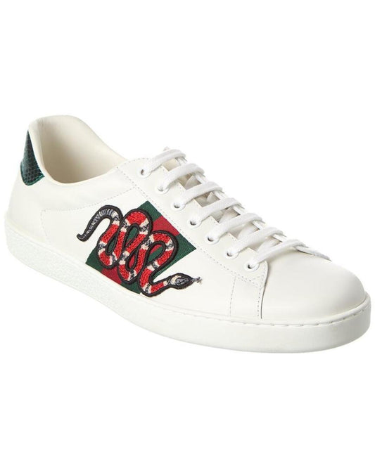 Gucci Ace Embroidered Snake Leather Sneaker