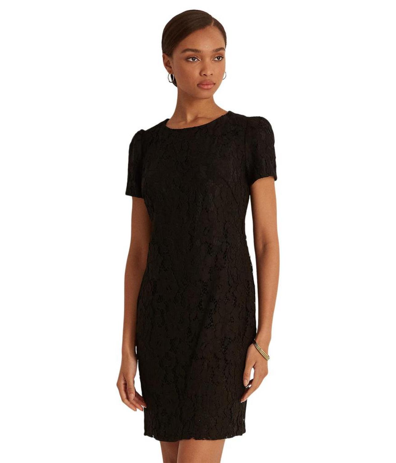 Puff-Sleeve Lace Cocktail Dress