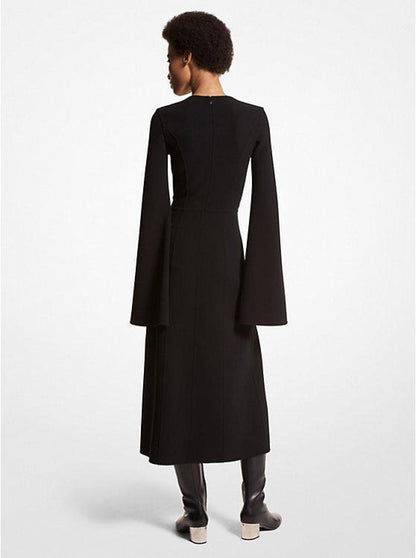 Double Faced Stretch Wool Slashed Dress