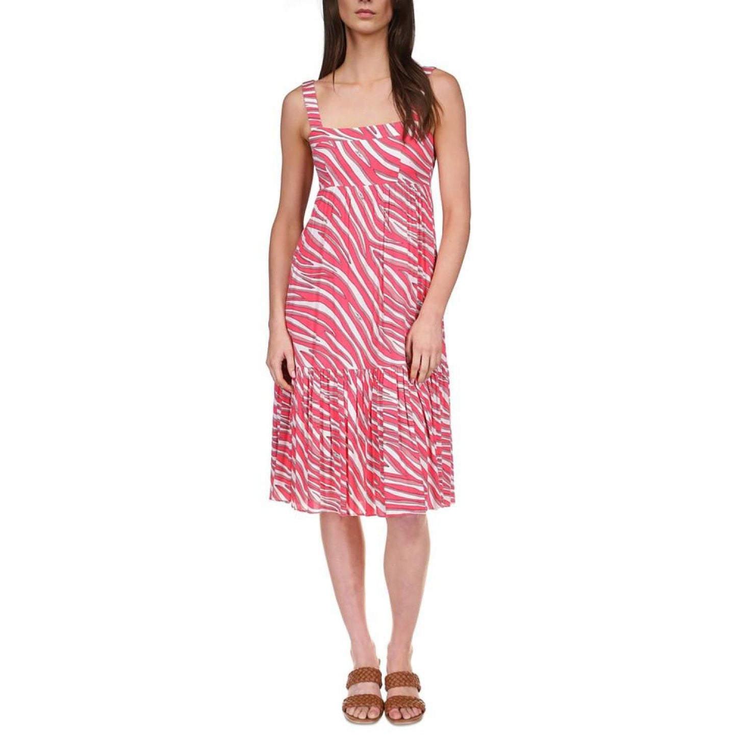 Women's Zebra Sleeveless Midi Dress