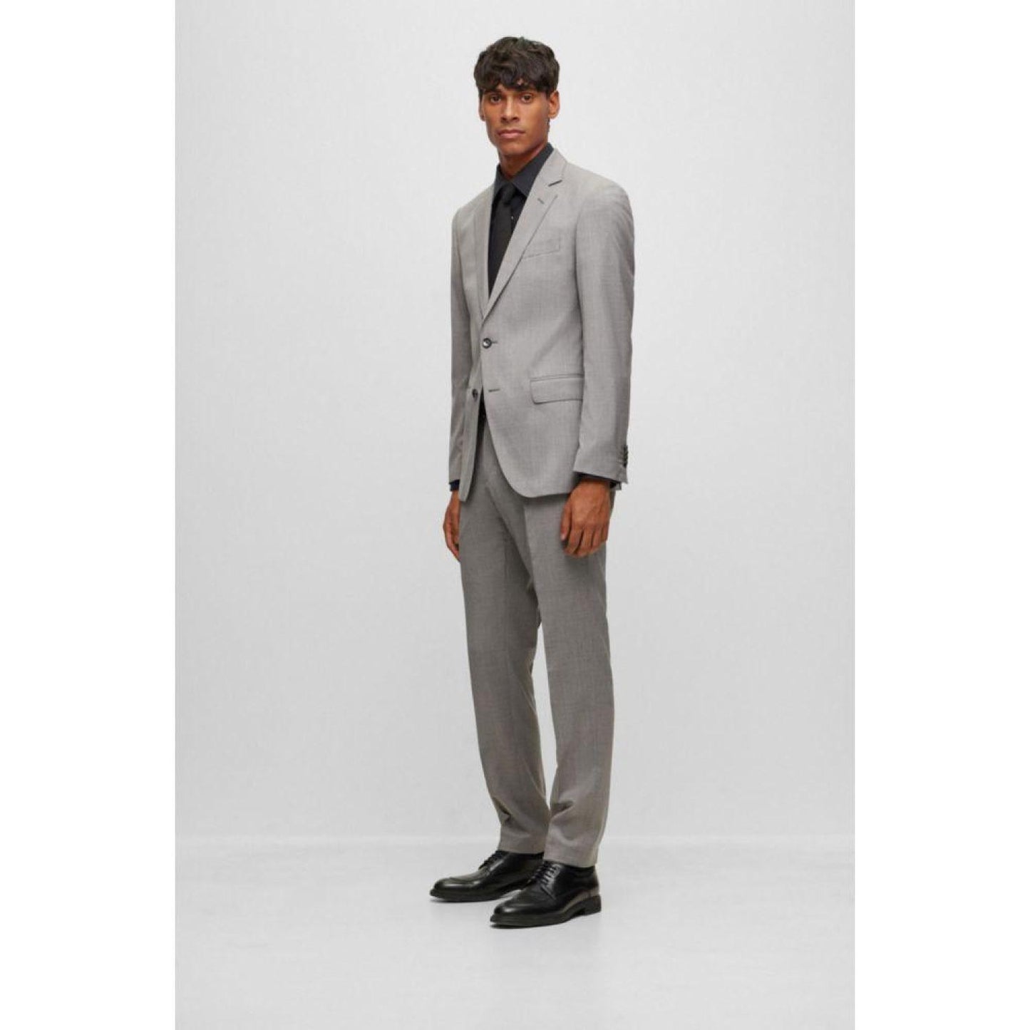 Slim-fit suit in melange stretch wool