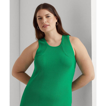 Plus Size Sleeveless Slim Fit Crewneck Dress