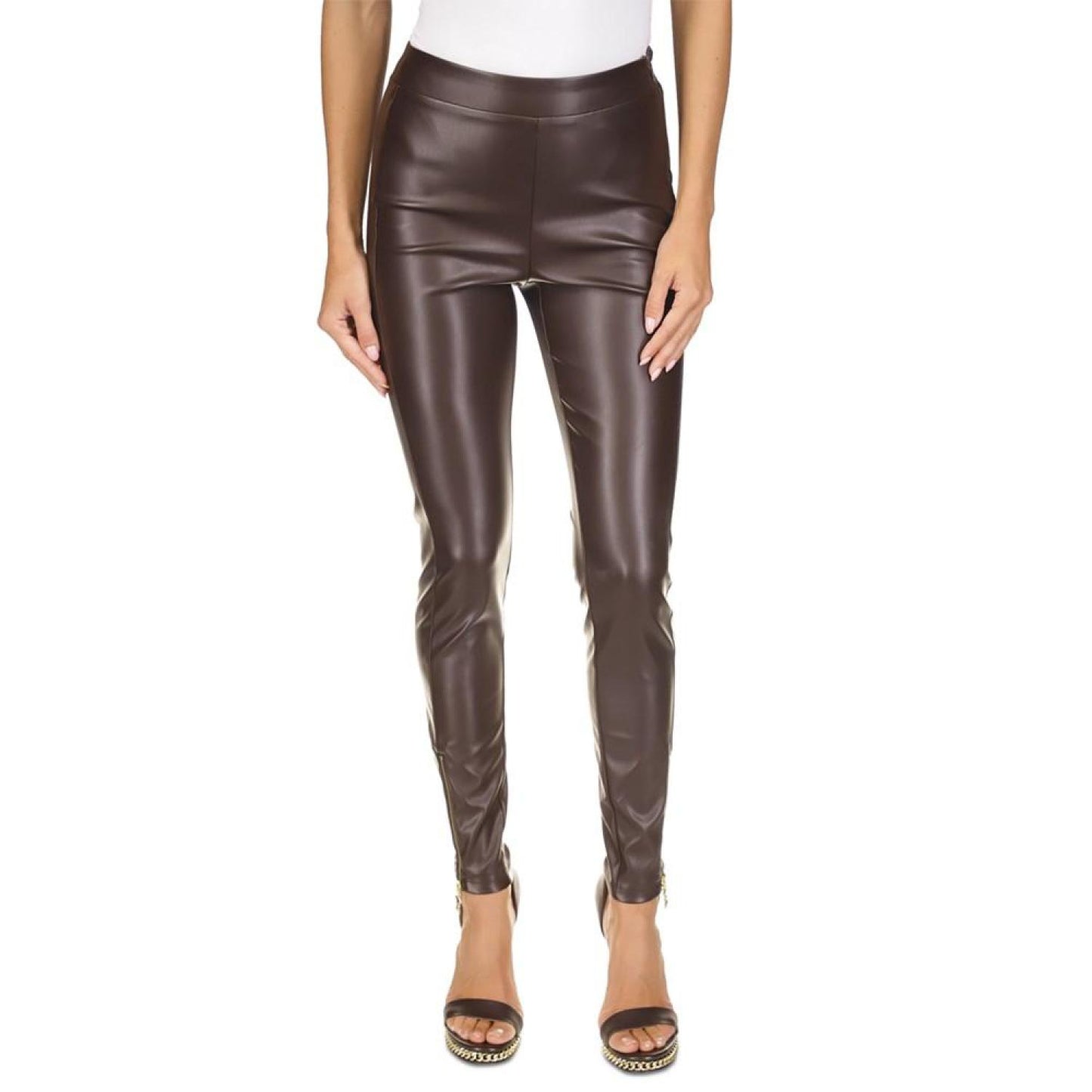 Women's Faux-Leather Zip-Ankle Leggings