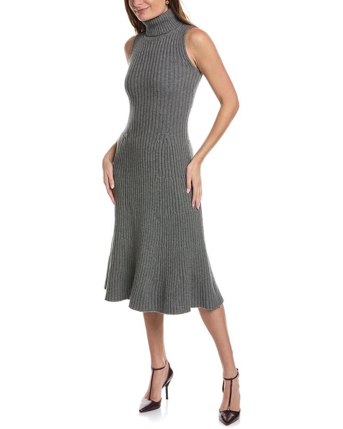 Michael Kors Collection Ribbed Sleeveless Cashmere Flare Dress