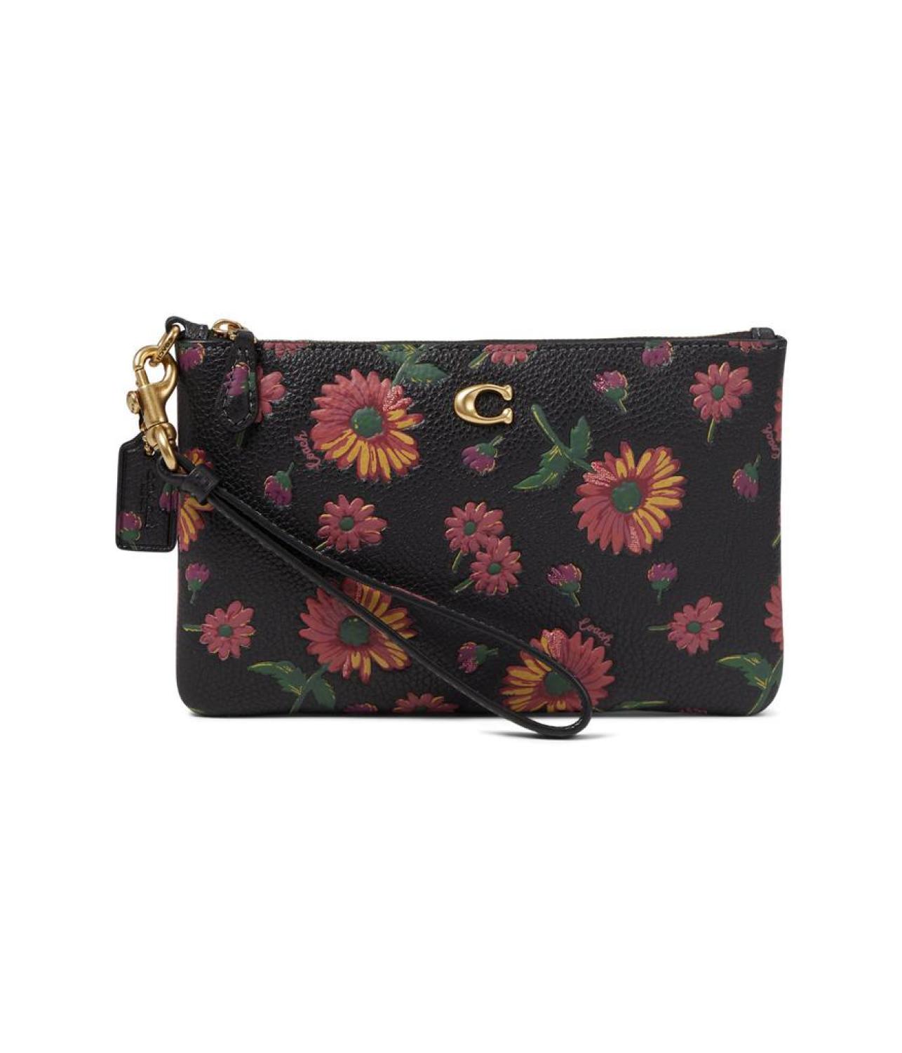 Floral Printed Leather Small Wristlet