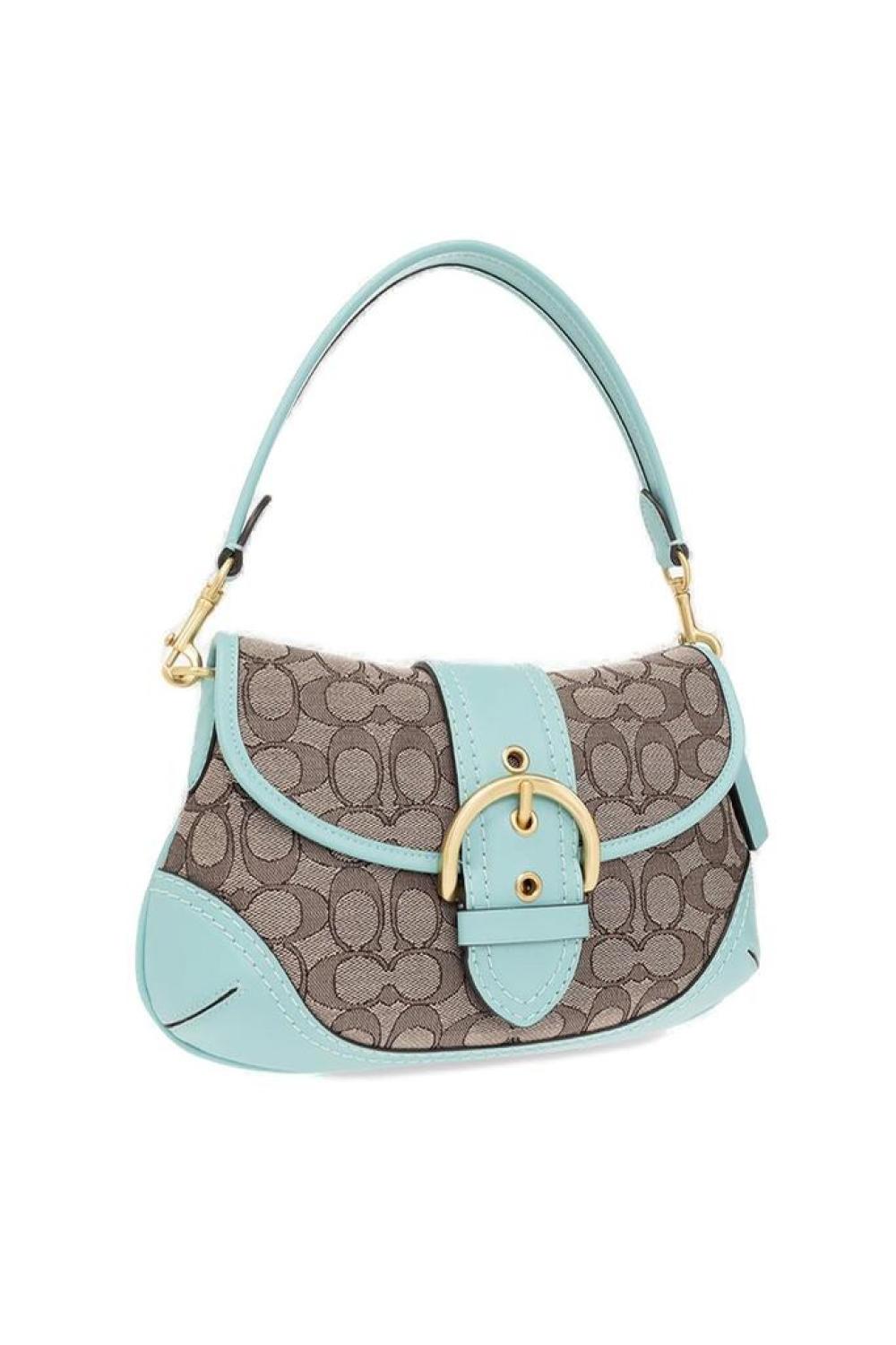 Coach Soho Monogram Print Buckled Shoulder Bag