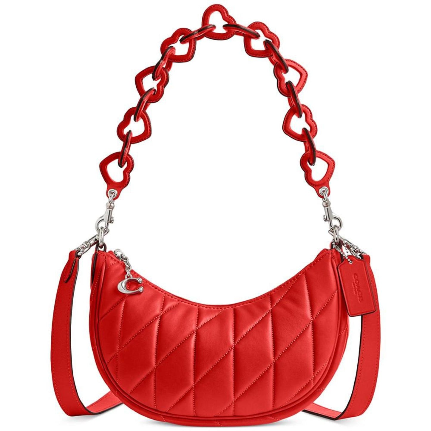 Quilted Pillow Leather Mira Shoulder Bag with Heart Strap