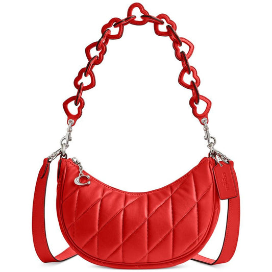 Quilted Pillow Leather Mira Shoulder Bag with Heart Strap