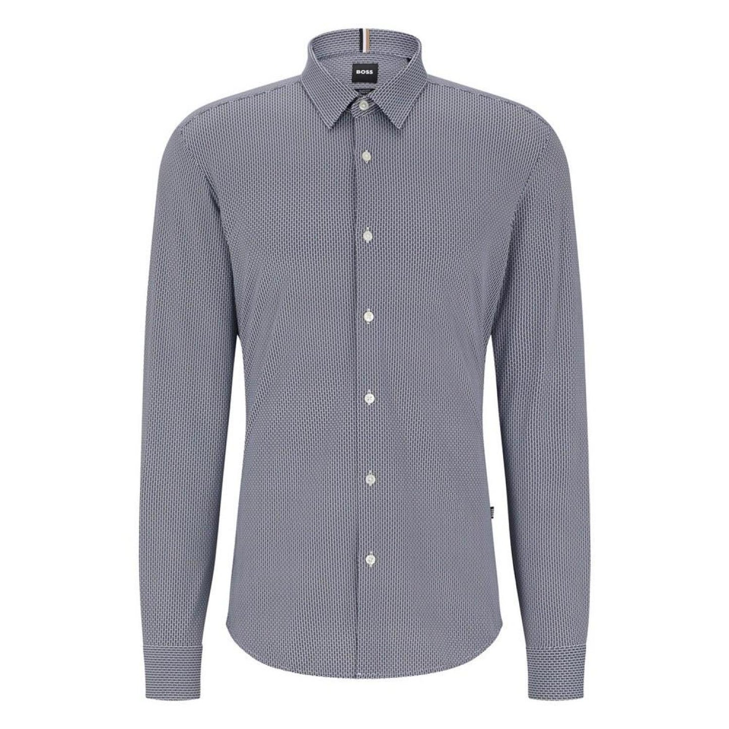 Men's Slim-Fit in Patterned Performance-Stretch Jersey Shirt