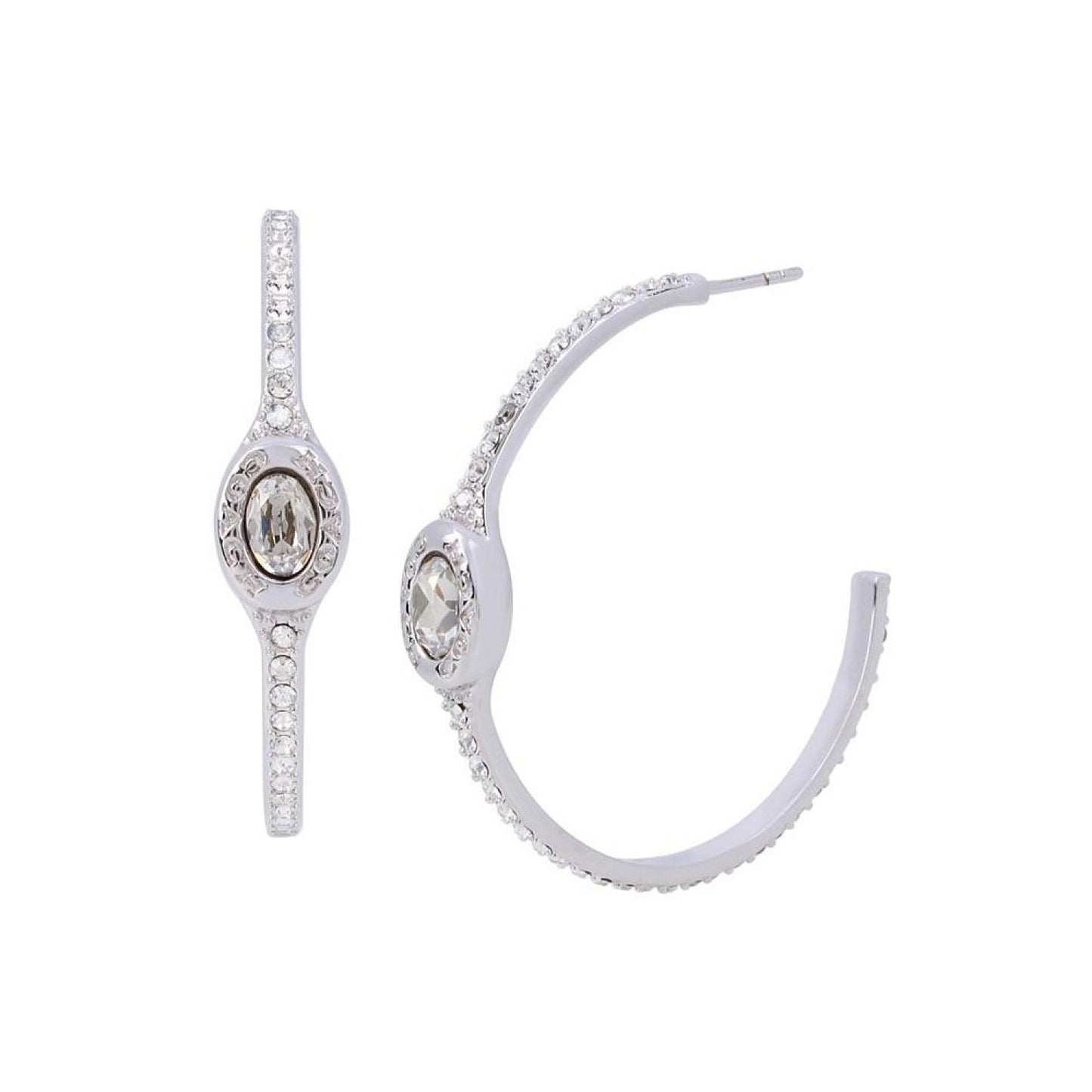 Signature Logo Pave Hoop Earrings