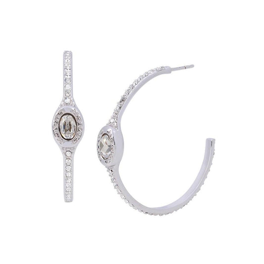 Signature Logo Pave Hoop Earrings