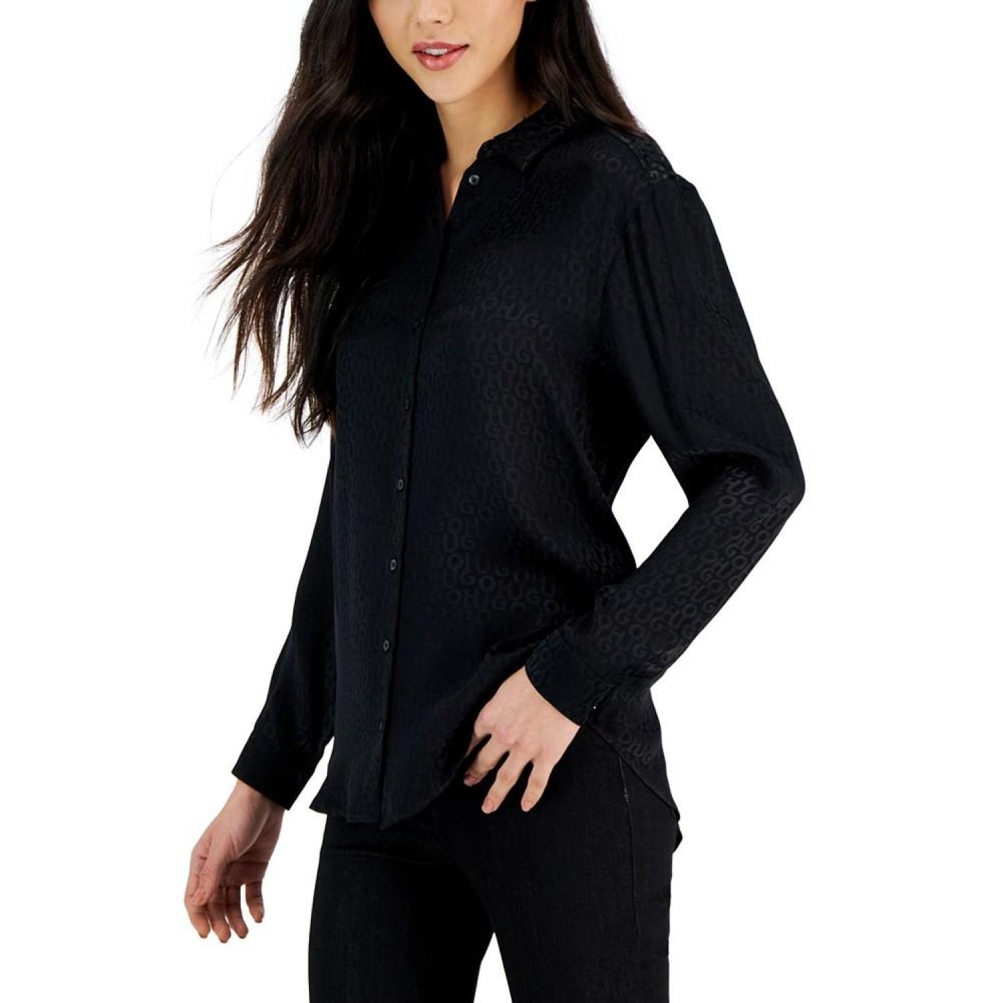 Women's Classic Solid-Color Relaxed Button-Up Shirt