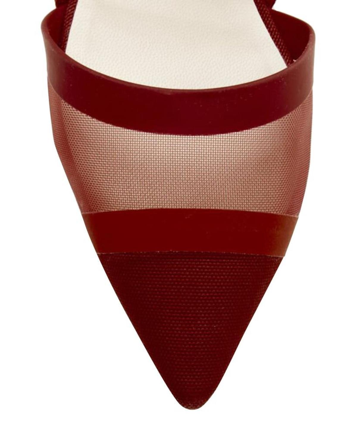 FENDI Colibri red sheer mesh mixed fabric sports strap flats