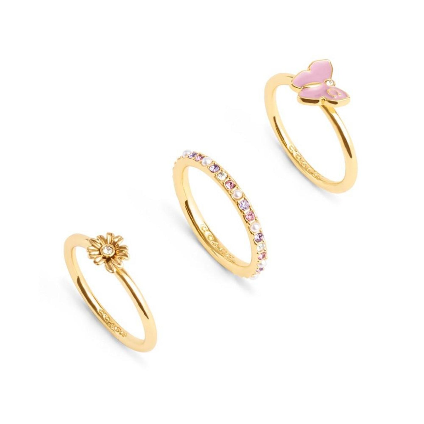 Faux Stone Signature Daisy Ring Set