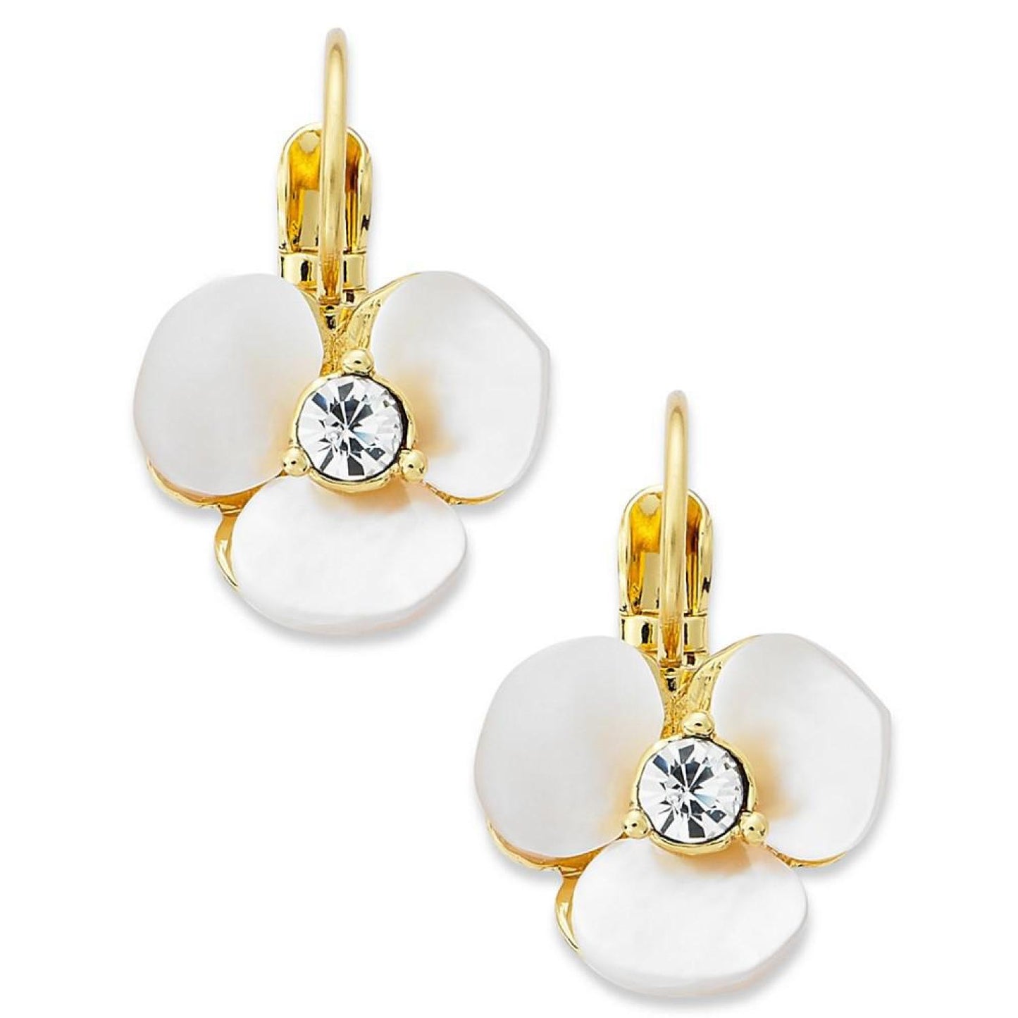 Earrings, Gold-Tone Cream Disco Pansy Flower Leverback Earrings