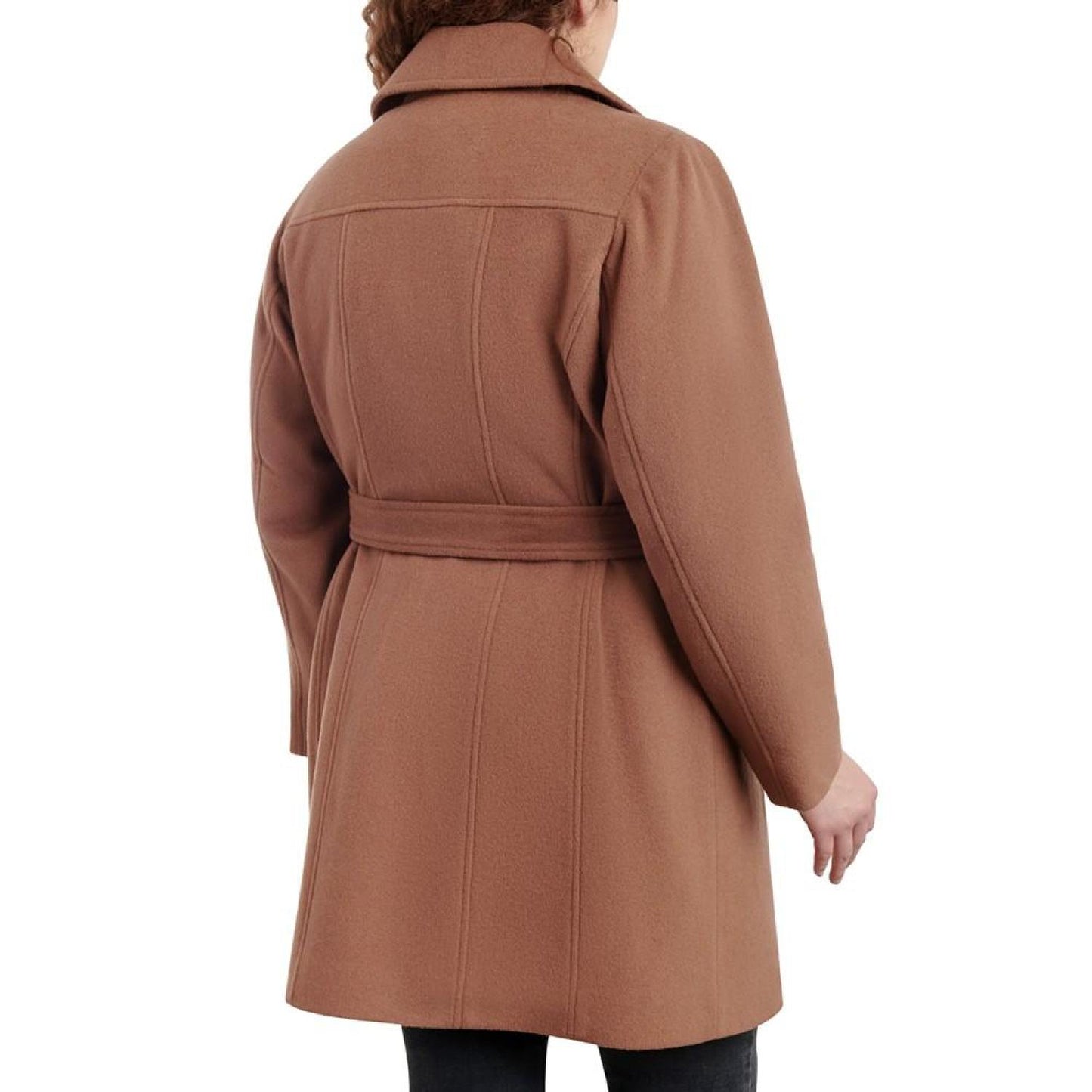 Women's Plus Size Asymmetric Belted Wrap Coat