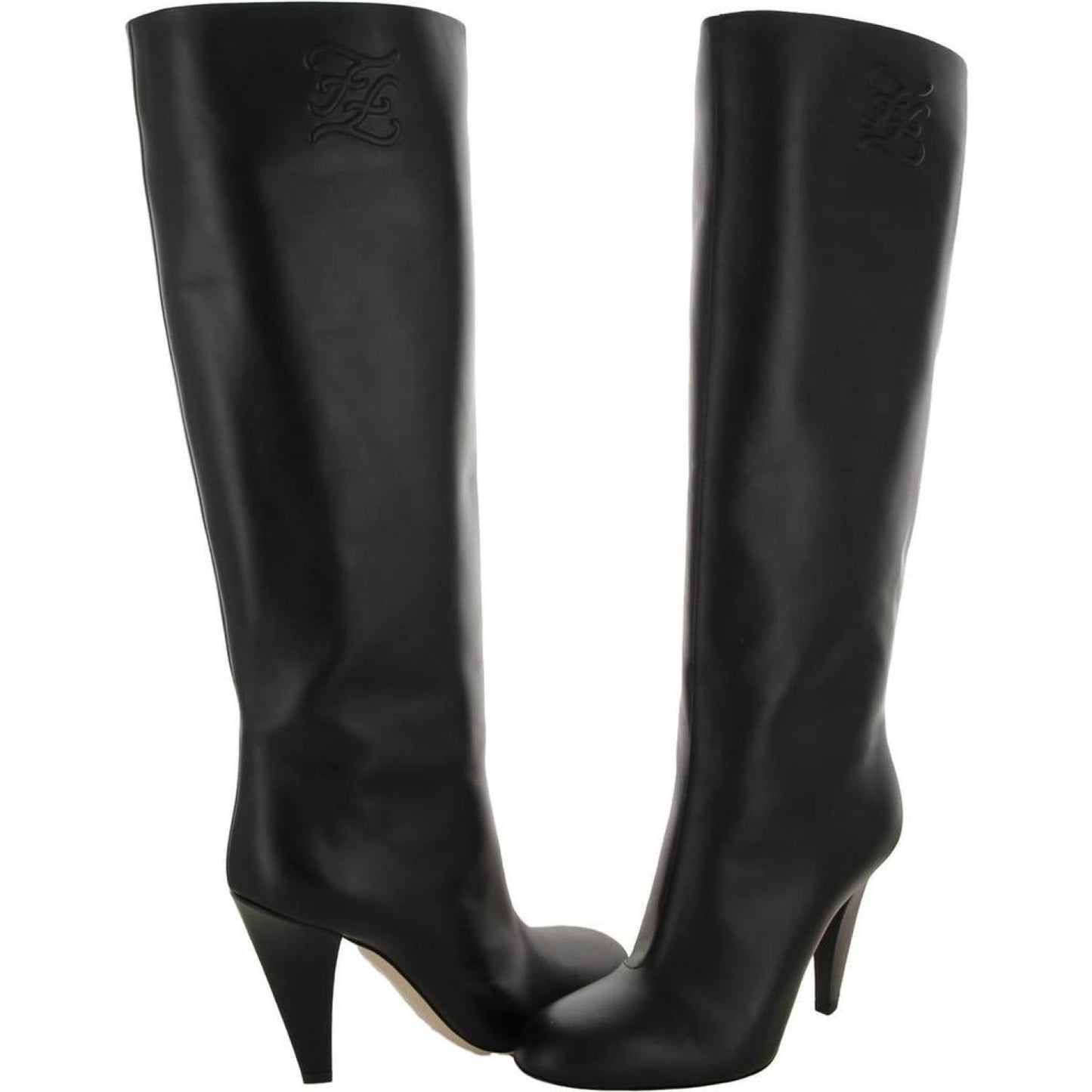 Womens Leather Logo Knee-High Boots