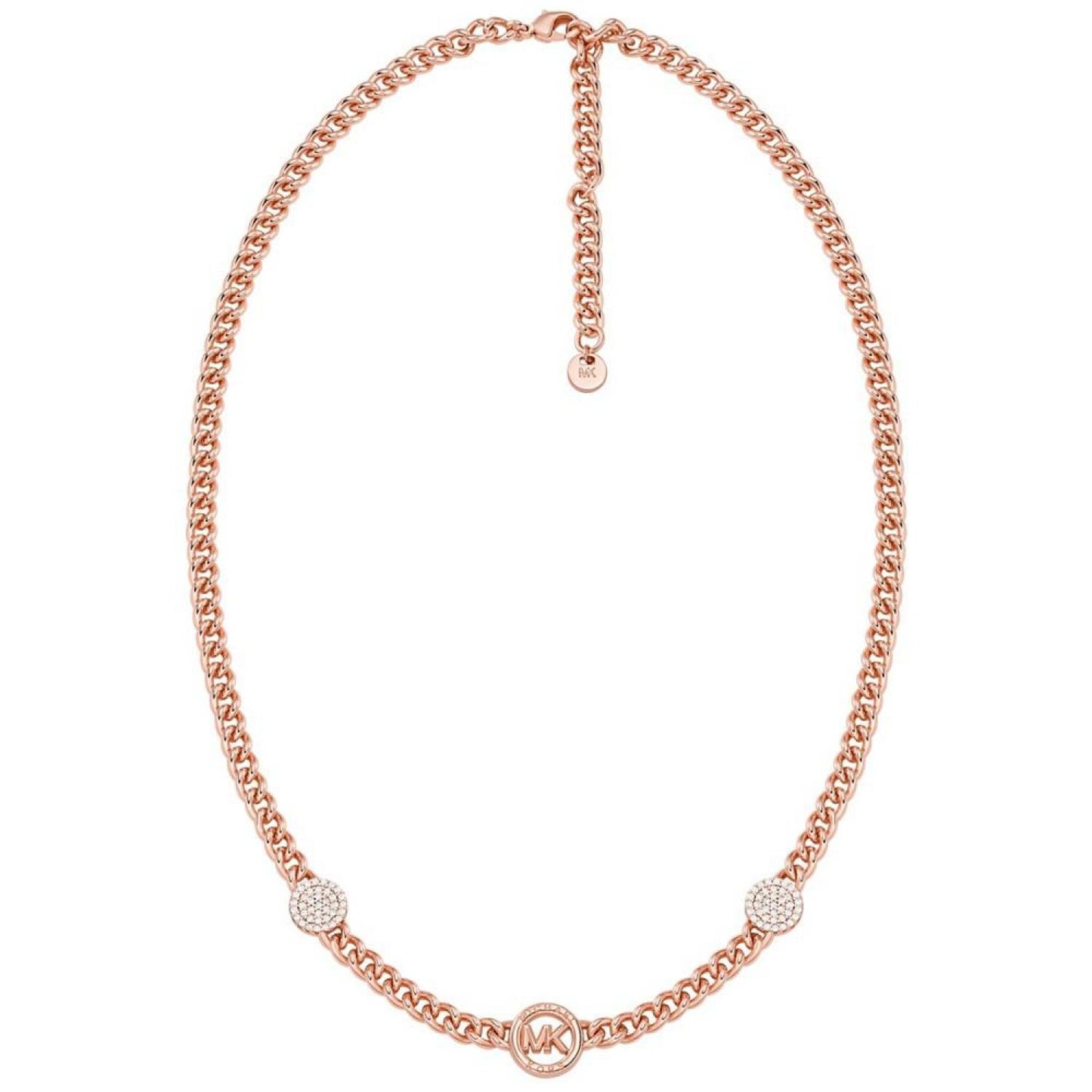 Brass Cubic Zirconia Pave Three Charm Chain Necklace in 14K Gold-Plated