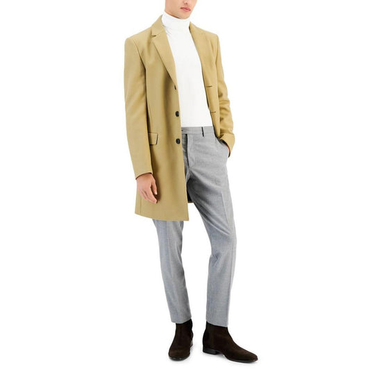 Men's Slim-Fit Migor Beige Overcoat