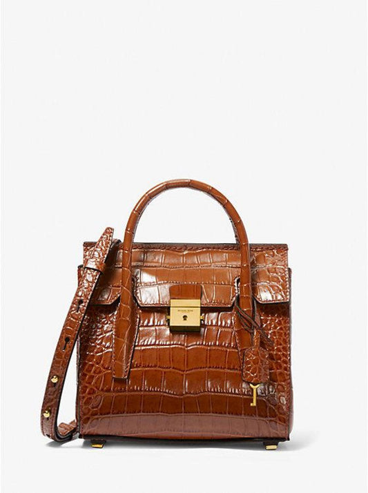 Campbell Mini Crocodile Embossed Leather Satchel