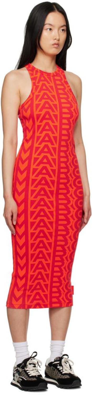 Red 'The Monogram Racer Rib Dress' Midi Dress