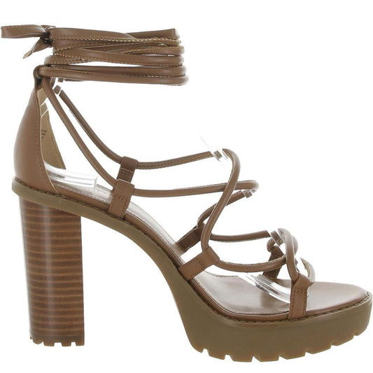 Vero Womens Leather Ankle Tie Platform Sandals