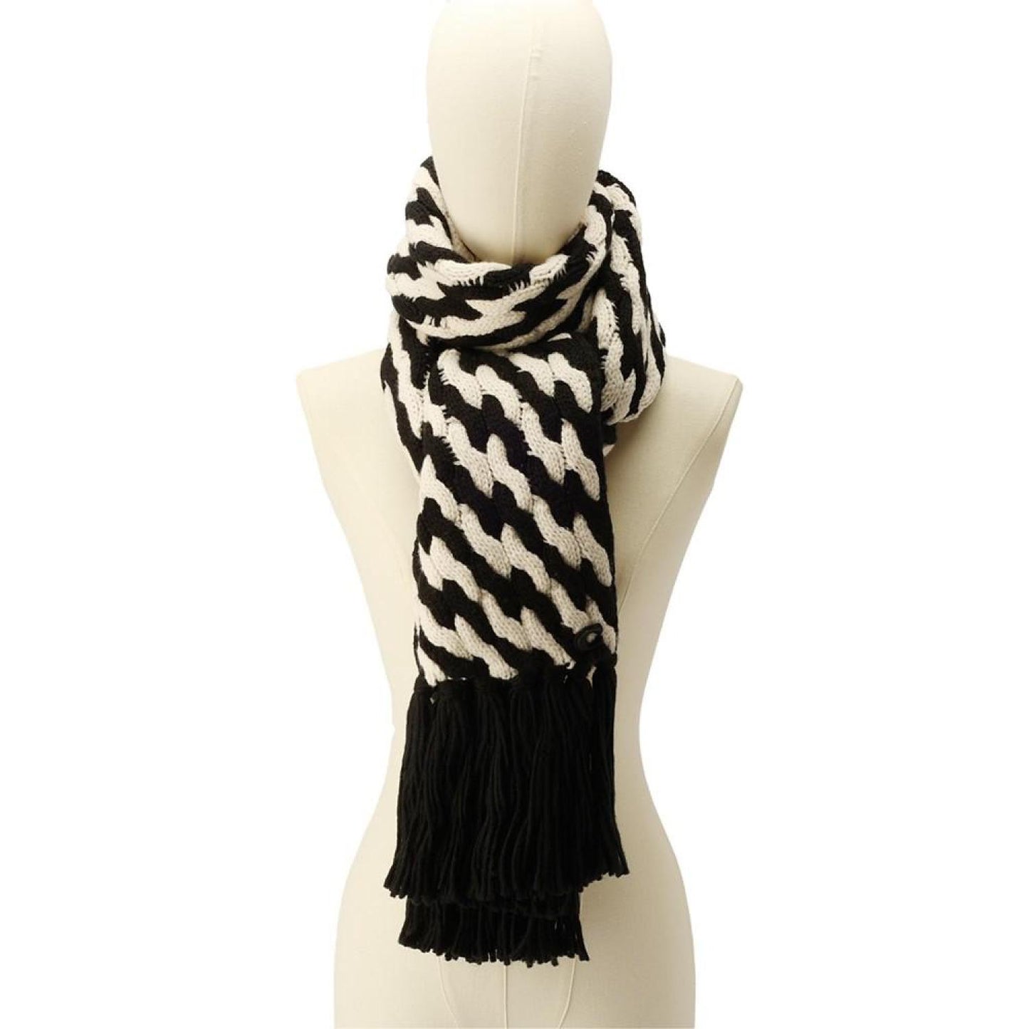 Women's Two-Tone Cable-Knit Fringe-Trim Scarf