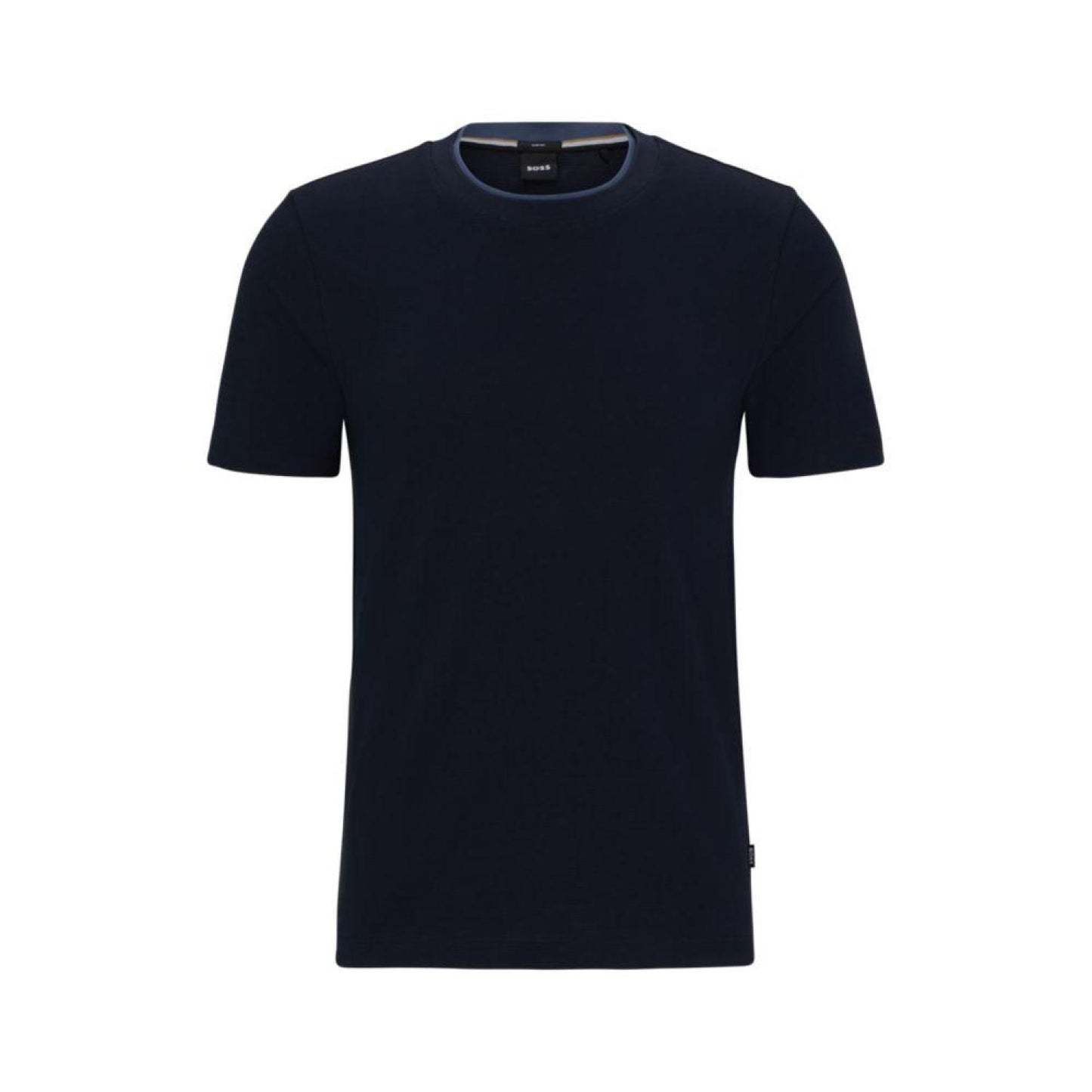 Slim-fit T-shirt in structured cotton with double collar