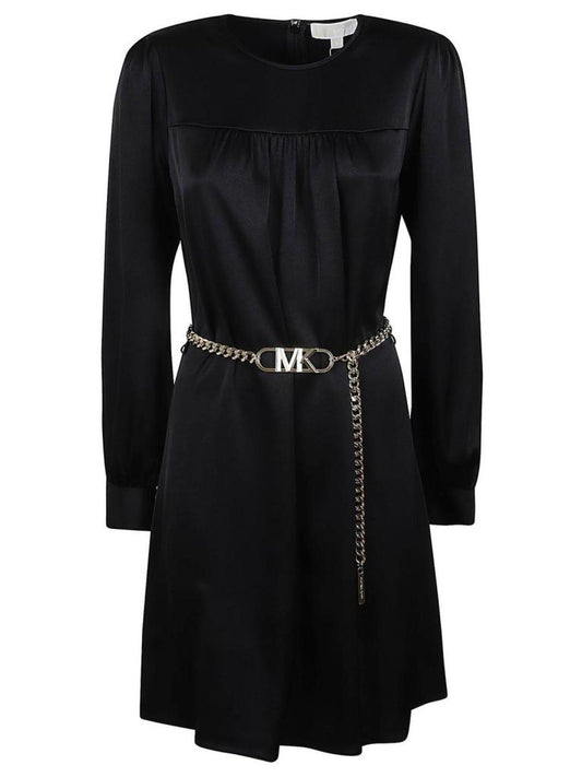 Michael Michael Kors Satin Belted Mini Dress