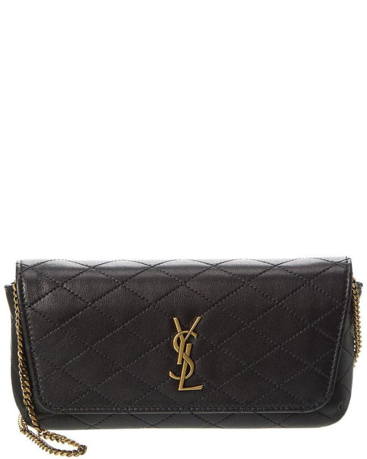 Saint Laurent Gaby Chain Quilted Leather Phone Holder