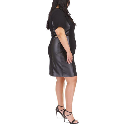 Plus Size Faux Leather Chain Dress