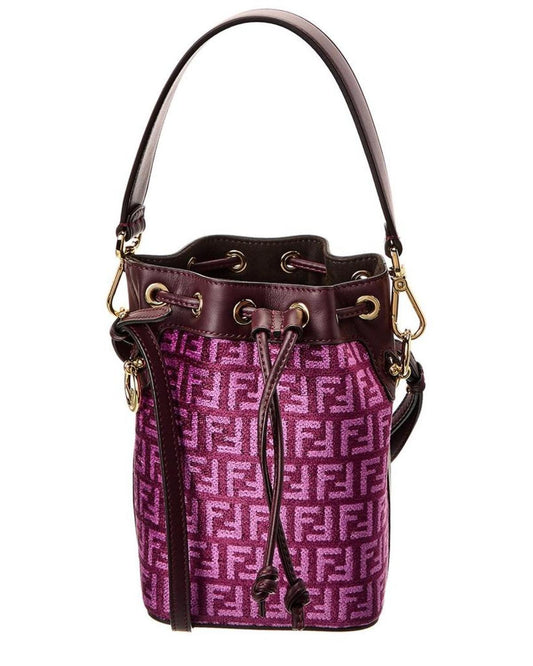 FENDI Mon Tresor Mini Tapestry & Leather Bucket Bag