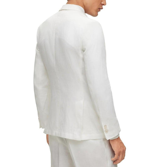 Men's Slim-Fit Jacket in Linen with Peak Lapels