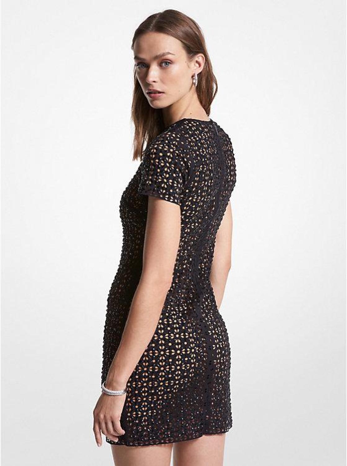 Embellished Laser Cut Scuba Dress