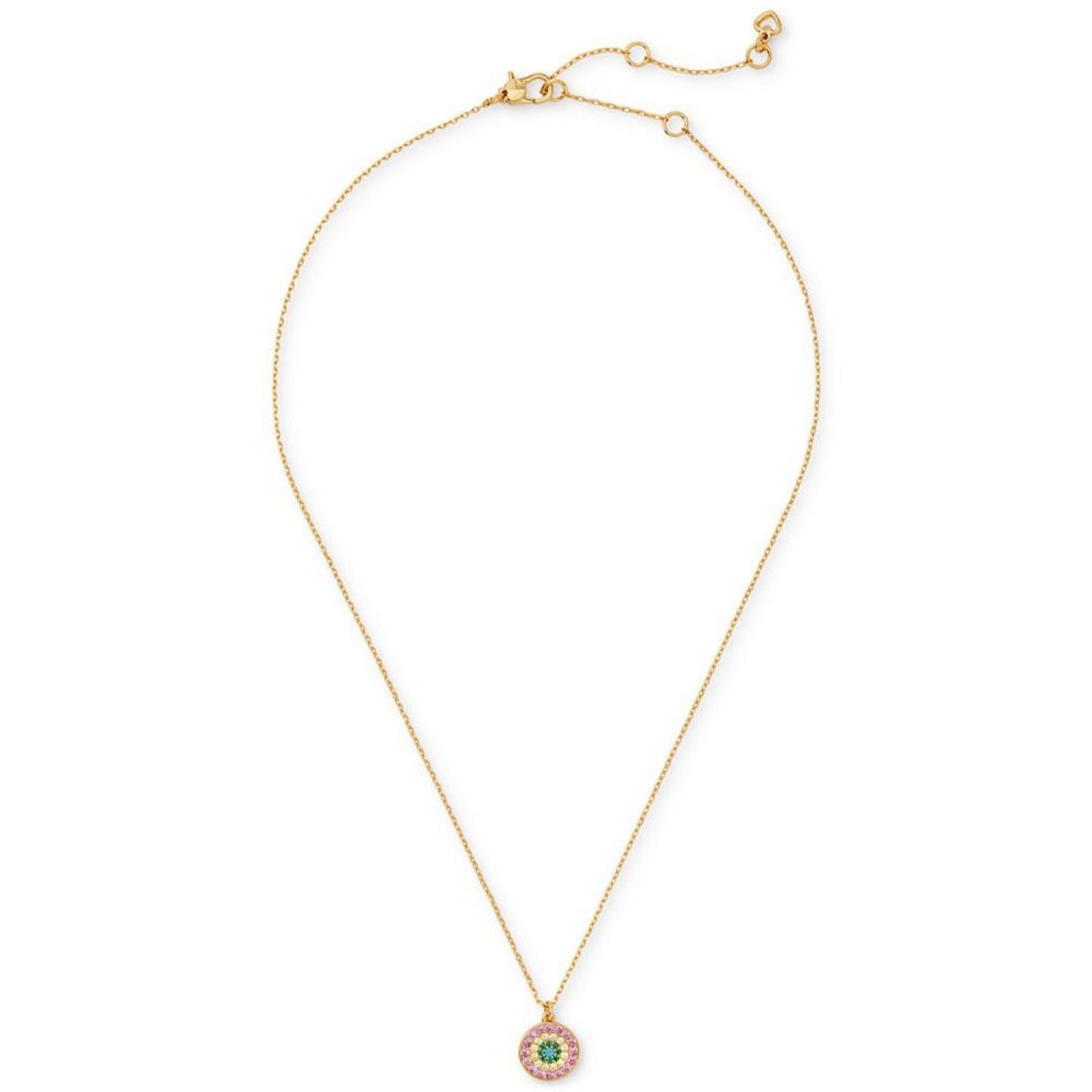 Gold-Tone Pavé Multicolor Evil Eye Mini Pendant Necklace, 16" + 3"'  extender