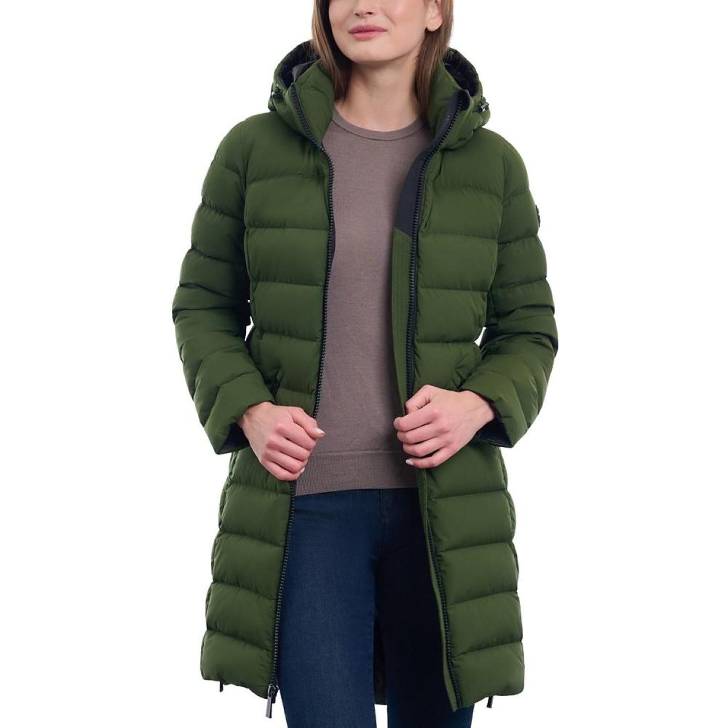 Women's Hooded Faux-Leather-Trim Puffer Coat, Created for Macy's