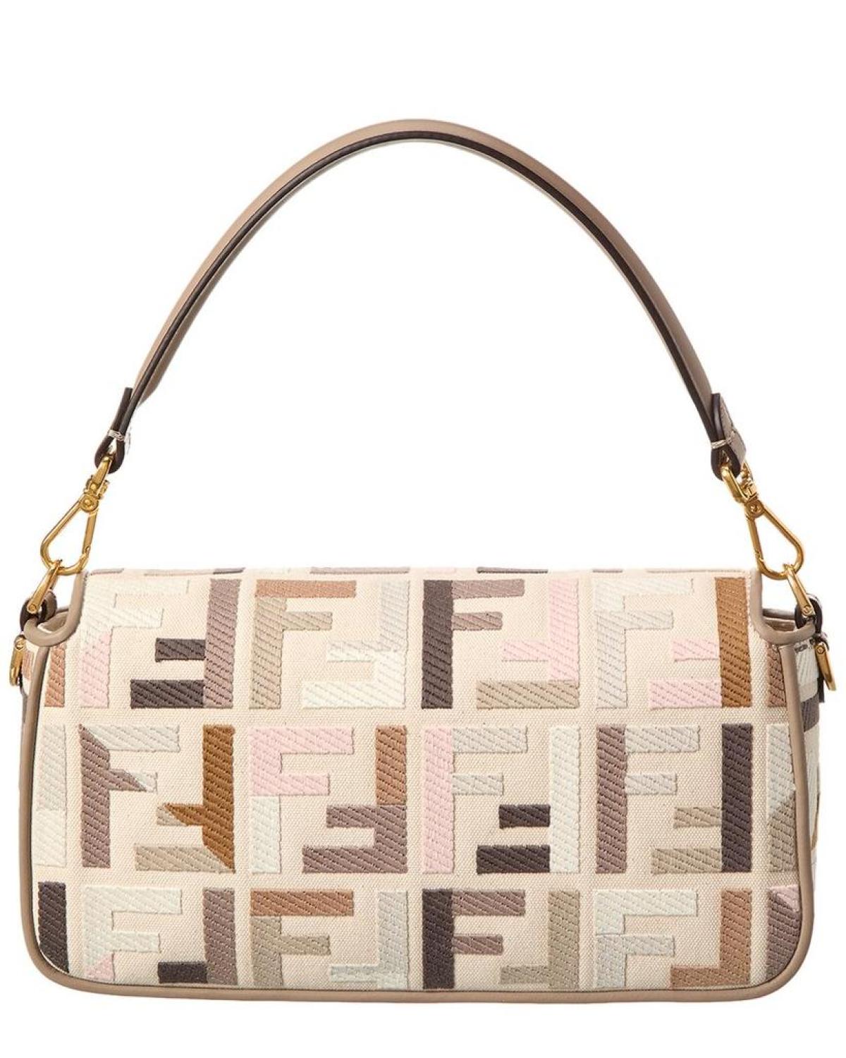 FENDI Baguette Canvas Shoulder Bag