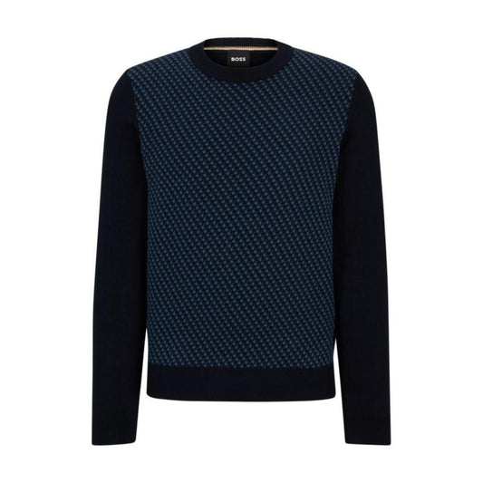 Crew-neck sweater with jacquard-woven pattern