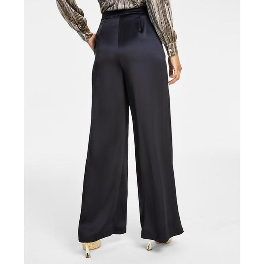 Petite Satin Wide-Leg Pants