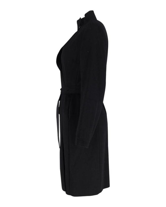 Max Mara Belted Coat in Black Cashmere