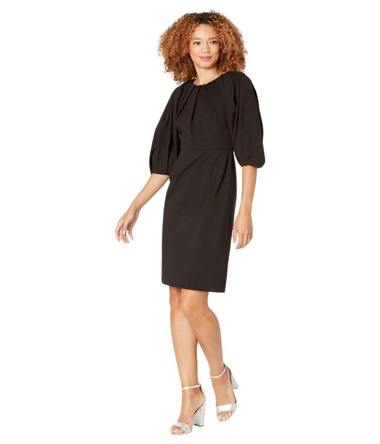 Pleated Sleeve Ponte Dress