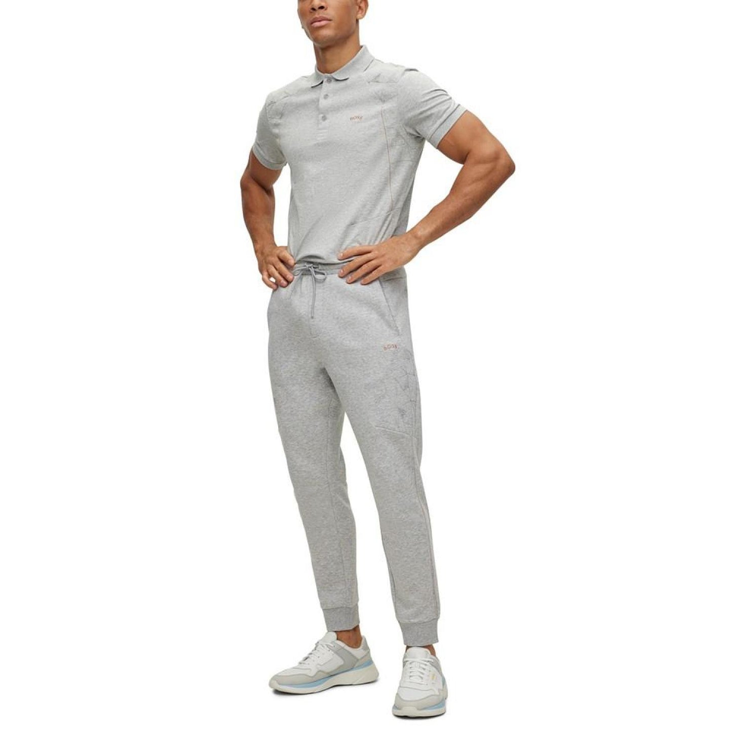 Men's Grid Embroidery Tracksuit Bottoms