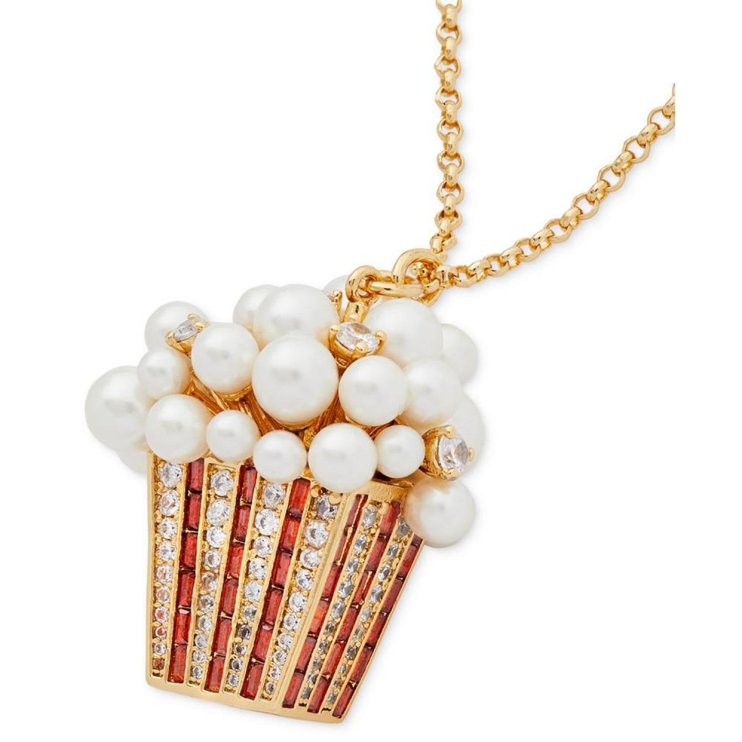 Gold-Tone Crystal & Imitation Pearl Popcorn Pendant Necklace, 18" + 3" extender