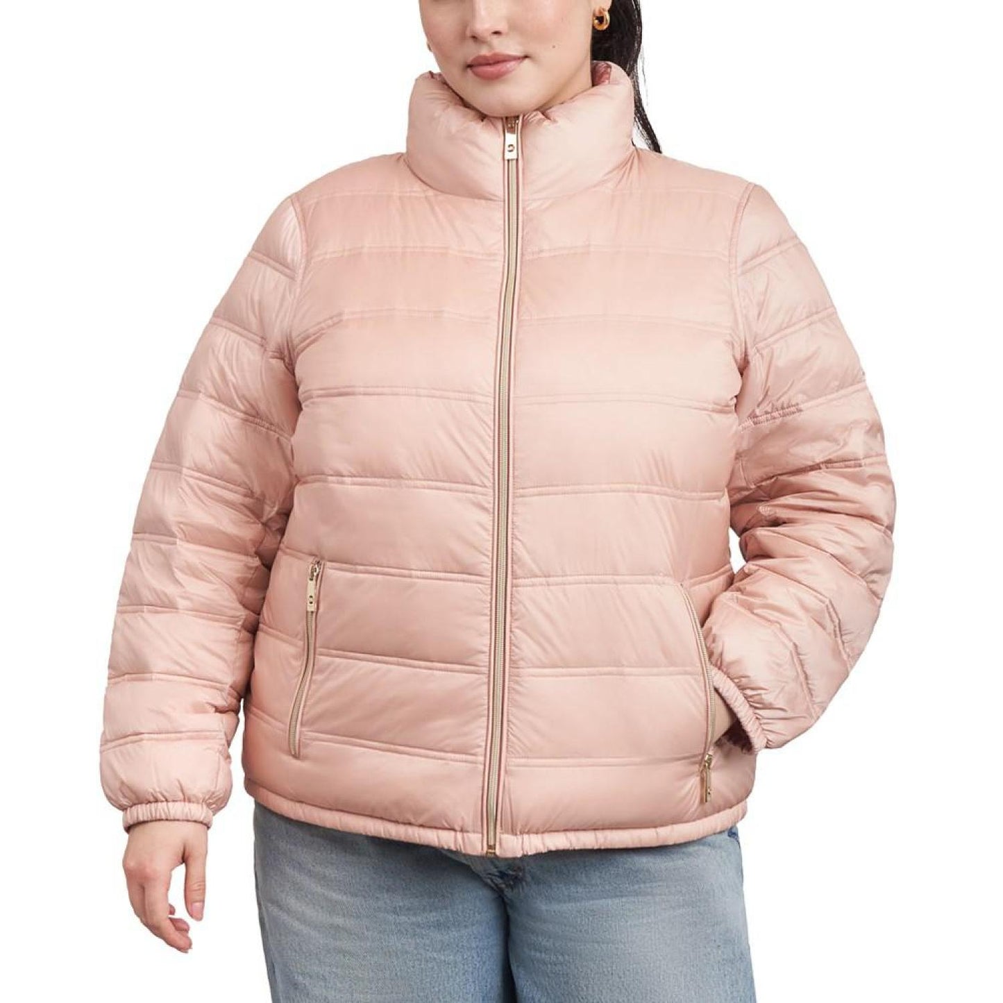 Women's Plus Size Reversible Shine Down Puffer Coat, Created for Macy's