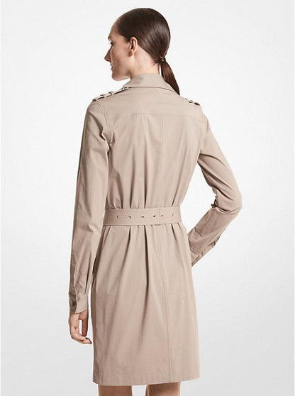 Stretch Organic Cotton Poplin Belted Cargo Shirtdress