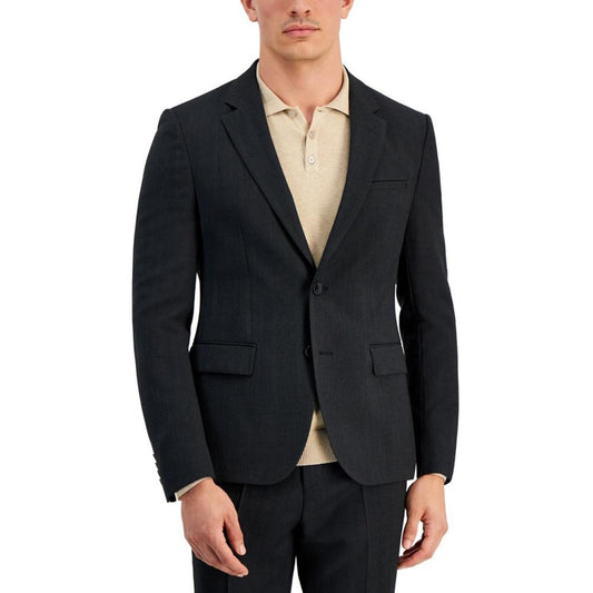 Men's Modern-Fit Charcoal Herringbone Suit Jacket